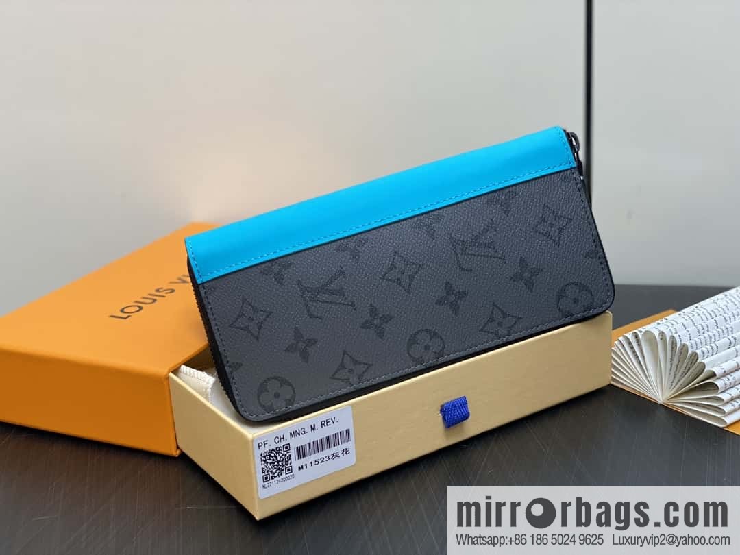 [Boutique‑grade] M11523 blue silver flower, single zipper wallet series ZIPPY zipper vertical wallet