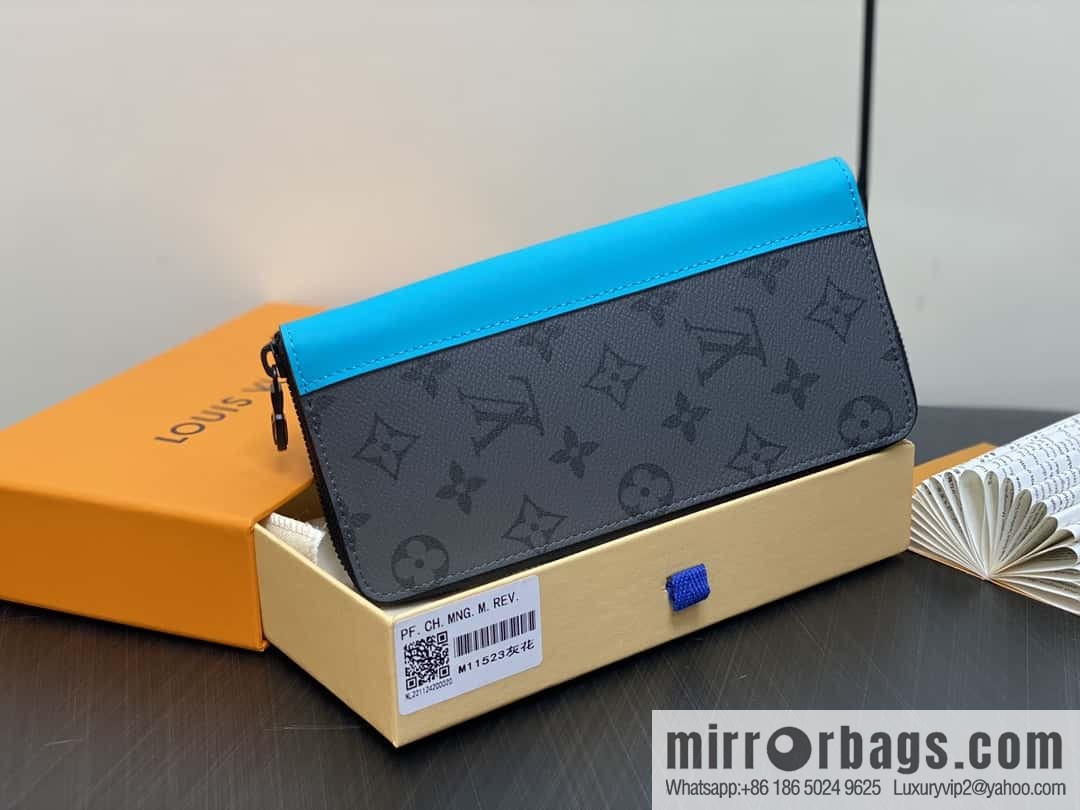 [Boutique‑grade] M11523 blue silver flower, single zipper wallet series ZIPPY zipper vertical wallet