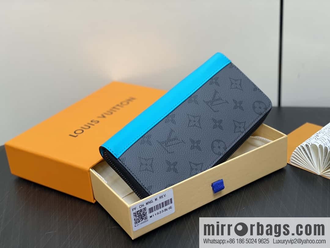 [Boutique‑grade] M11523 blue silver flower, single zipper wallet series ZIPPY zipper vertical wallet
