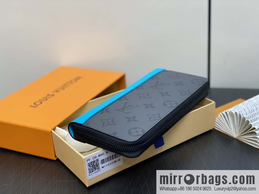 [Boutique‑grade] M11523 blue silver flower, single zipper wallet series ZIPPY zipper vertical wallet