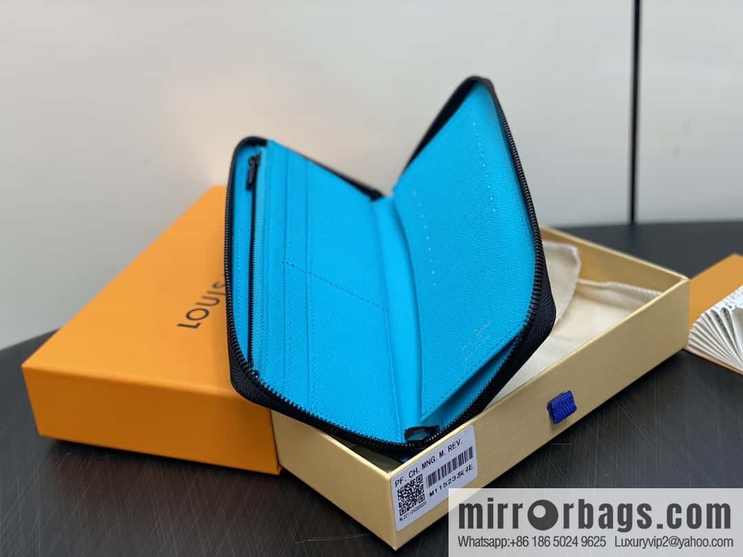 [Boutique‑grade] M11523 blue silver flower, single zipper wallet series ZIPPY zipper vertical wallet