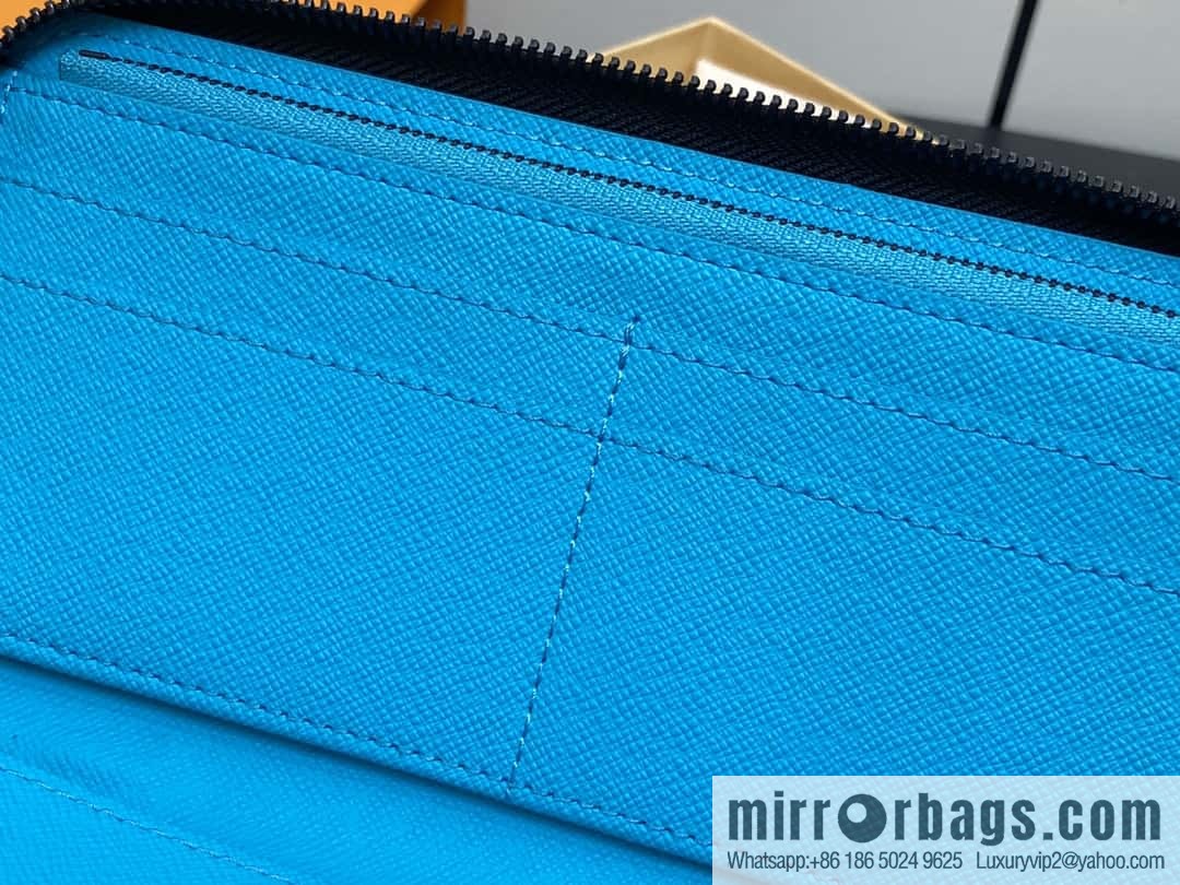 [Boutique‑grade] M11523 blue silver flower, single zipper wallet series ZIPPY zipper vertical wallet