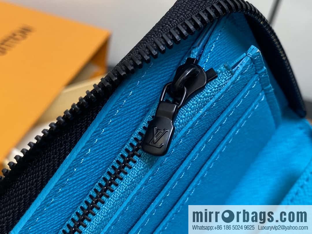 [Boutique‑grade] M11523 blue silver flower, single zipper wallet series ZIPPY zipper vertical wallet
