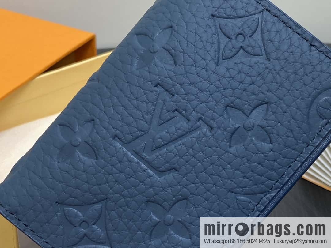 [Boutique‑grade] M11524 dark blue full leather embossed, card bag wallet series, pocket card clip, wallet