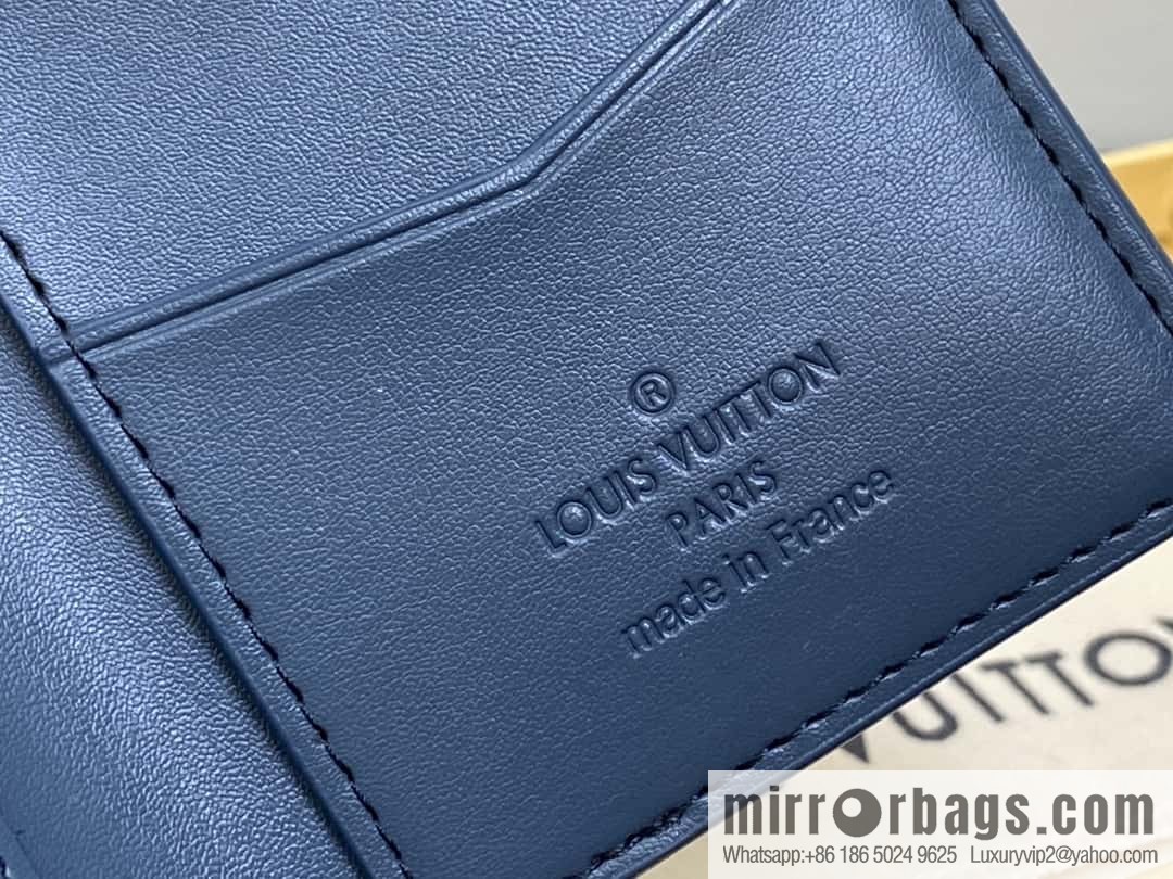 [Boutique‑grade] M11524 dark blue full leather embossed, card bag wallet series, pocket card clip, wallet