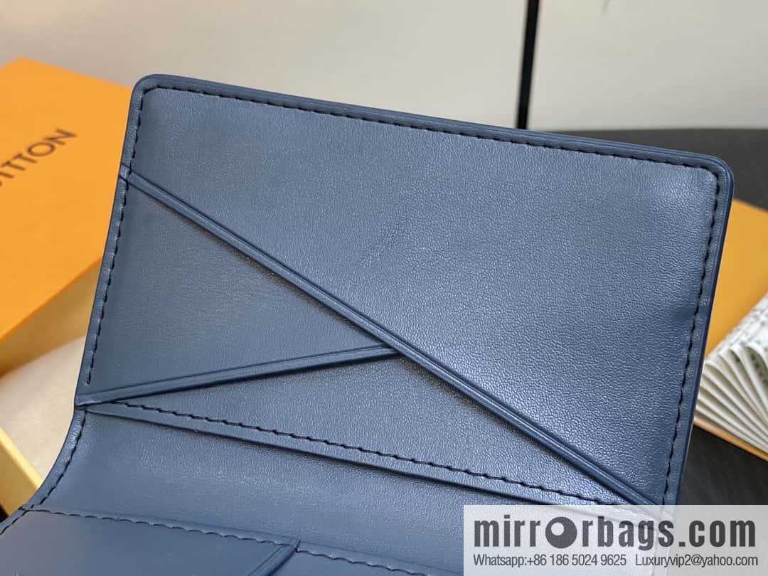 [Boutique‑grade] M11524 dark blue full leather embossed, card bag wallet series, pocket card clip, wallet