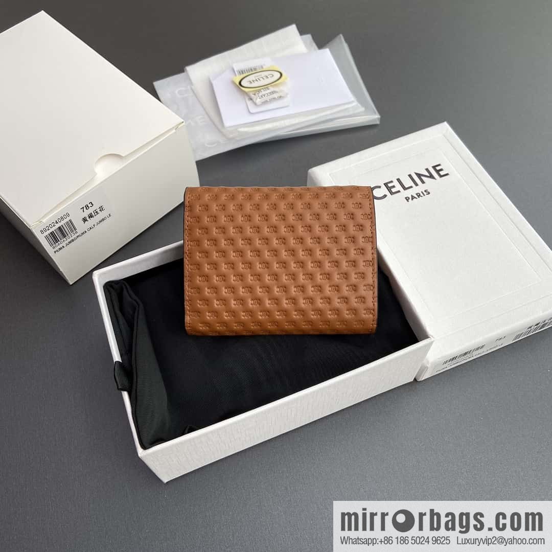 CELINE TRIOMPHE Glossy Sheep Leather Flower Wallet 10D782CQH.04LU783
