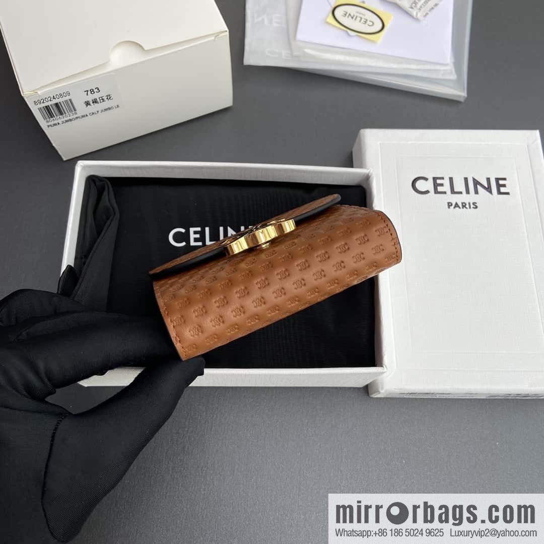 CELINE TRIOMPHE Glossy Sheep Leather Flower Wallet 10D782CQH.04LU783