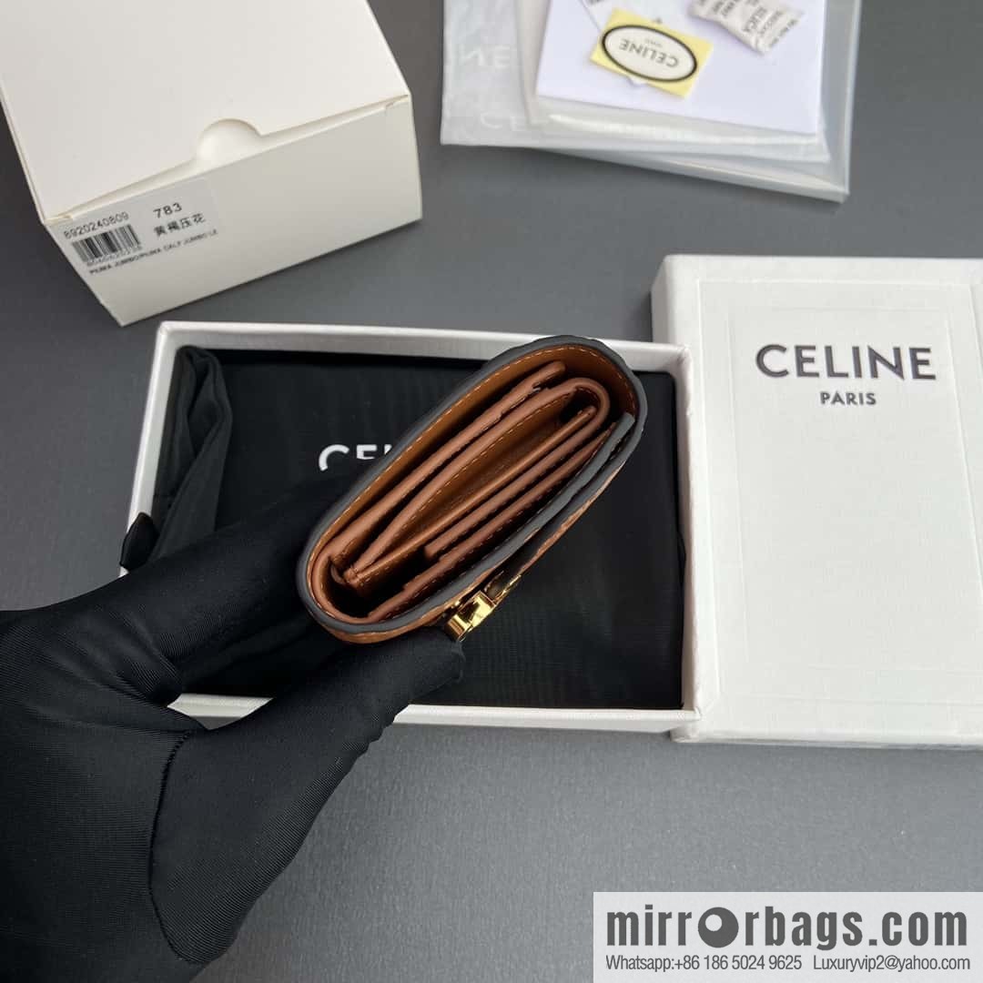 CELINE TRIOMPHE Glossy Sheep Leather Flower Wallet 10D782CQH.04LU783