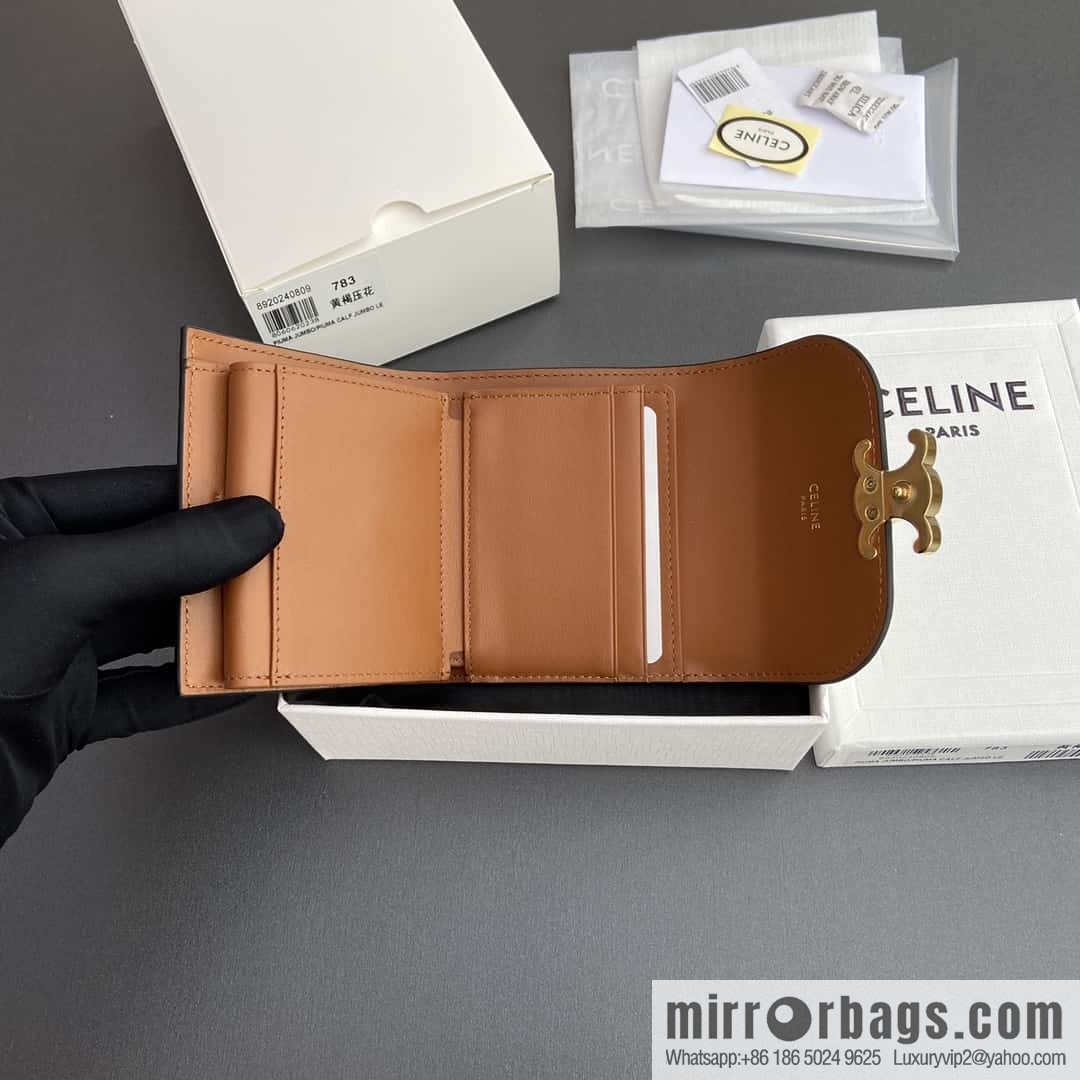 CELINE TRIOMPHE Glossy Sheep Leather Flower Wallet 10D782CQH.04LU783