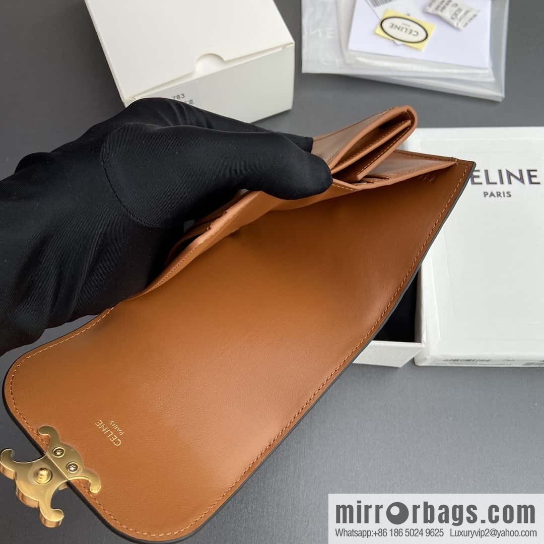 CELINE TRIOMPHE Glossy Sheep Leather Flower Wallet 10D782CQH.04LU783