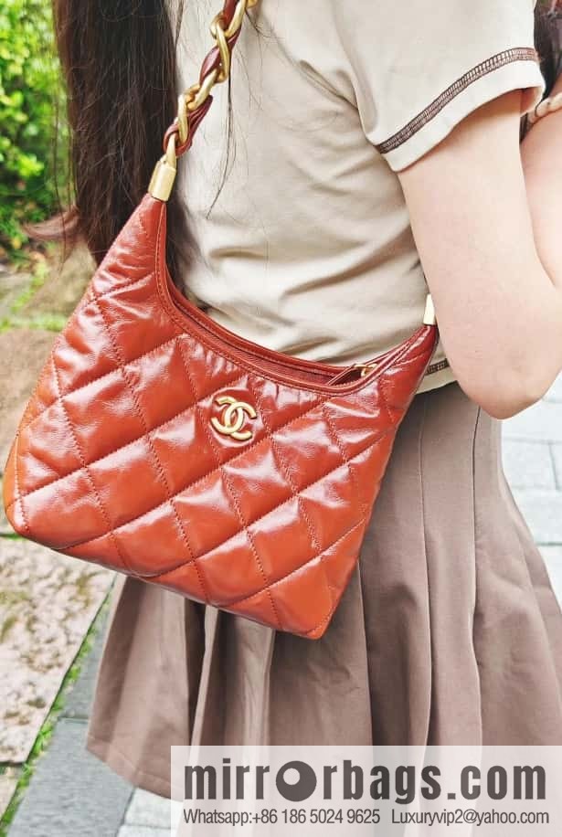 CHANEL Premium Handicraft Workshop Hobo Caramel Color, Small, Genuine Leather AS4922