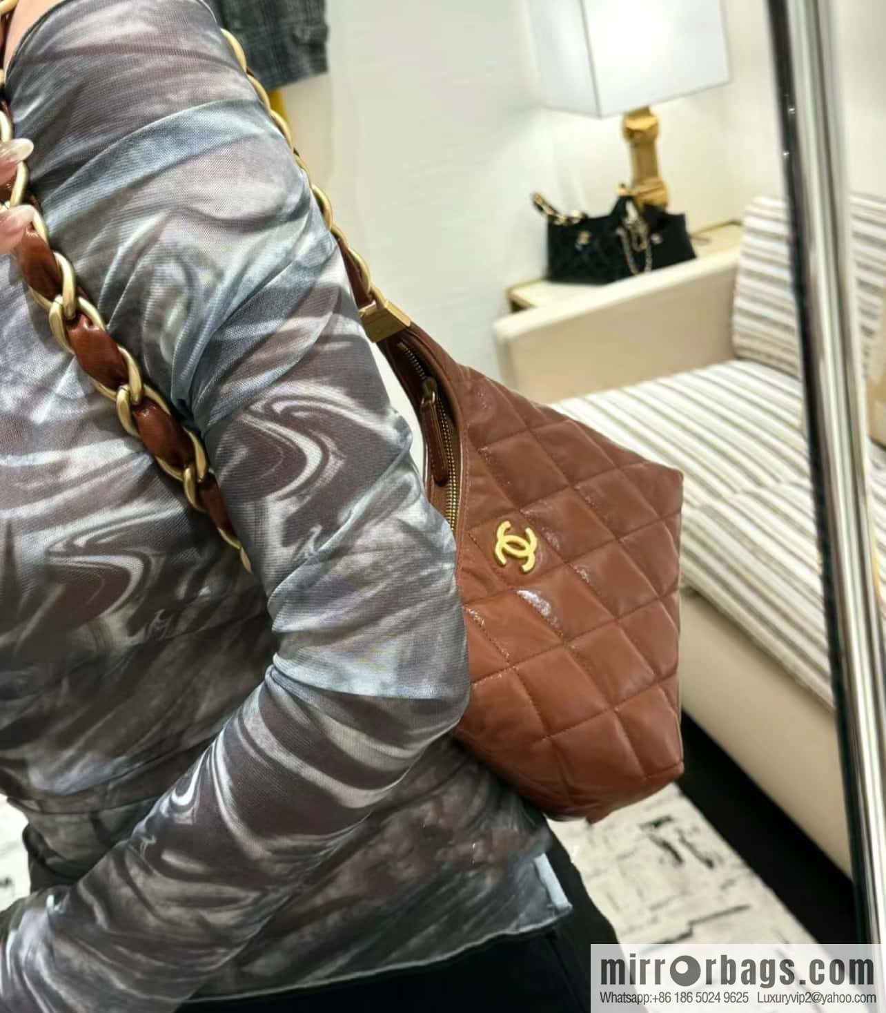 CHANEL Premium Handicraft Workshop Hobo Caramel Color, Small, Genuine Leather AS4922