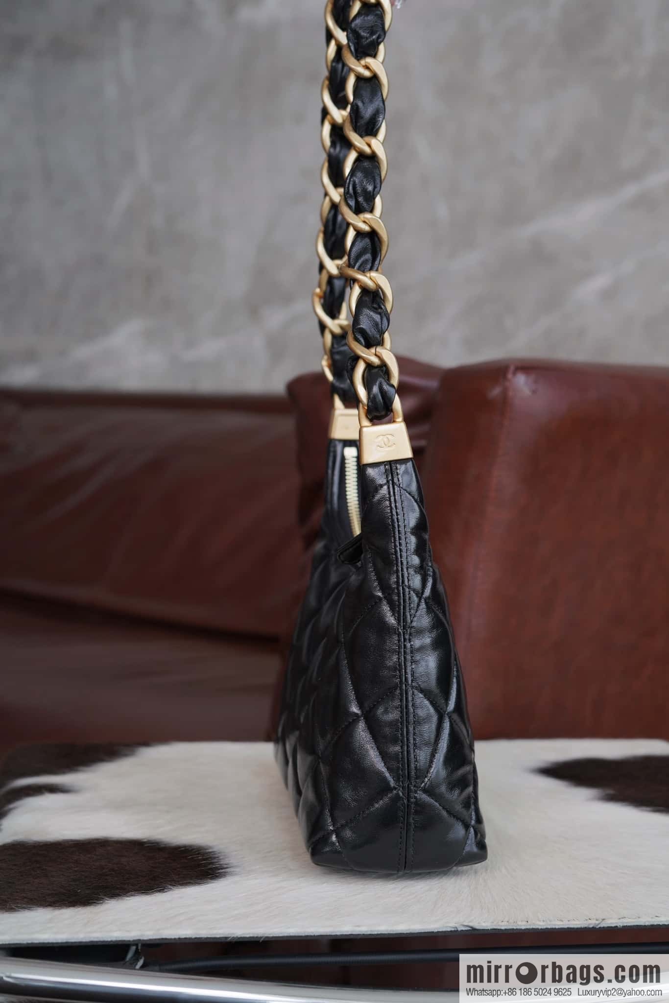 CHANEL Premium Handicraft Workshop Hobo Black, Small, Genuine Leather AS4922