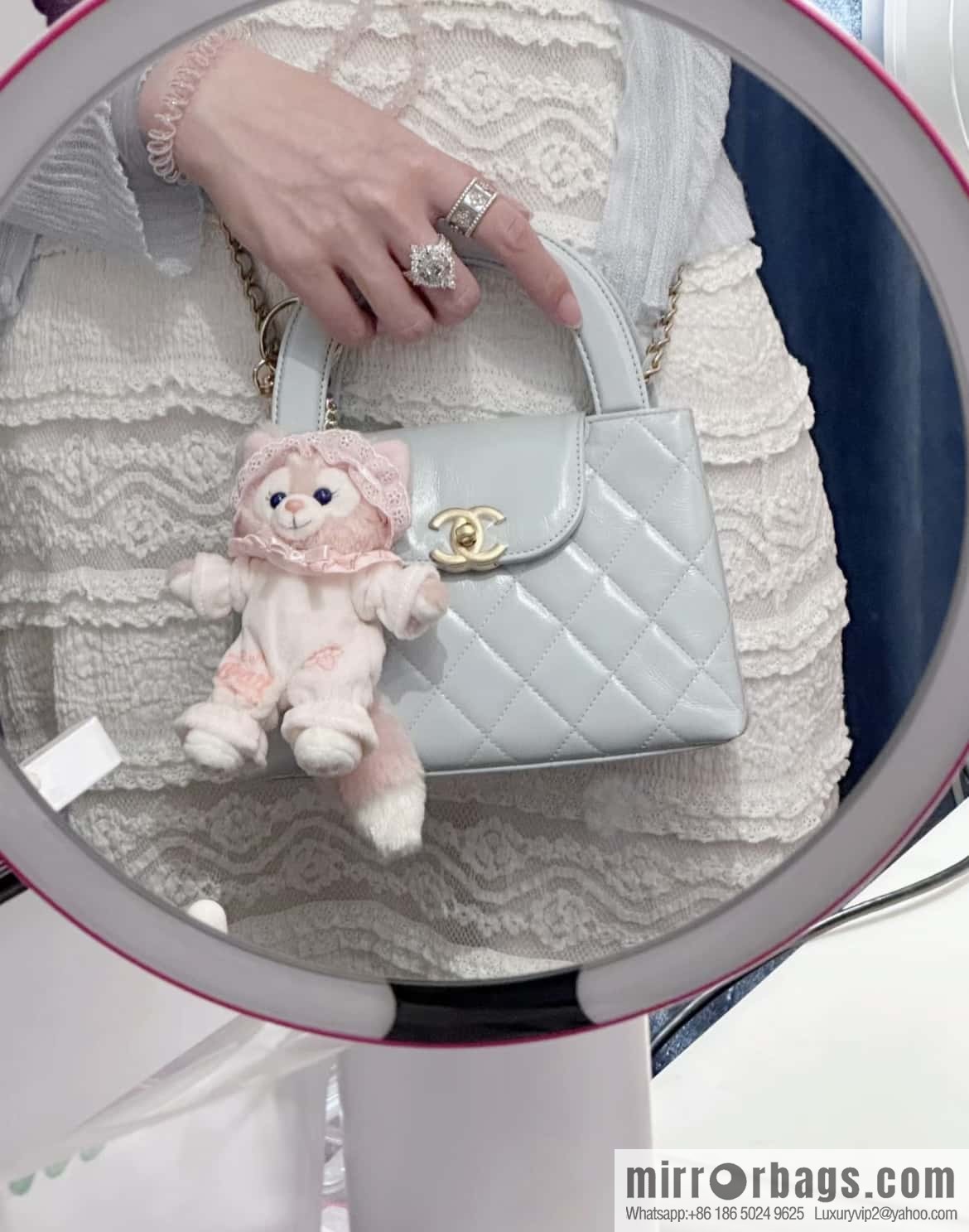 CHANEL 24S New Color Kelly Handle Bag, Large, Glacier Blue AS4416