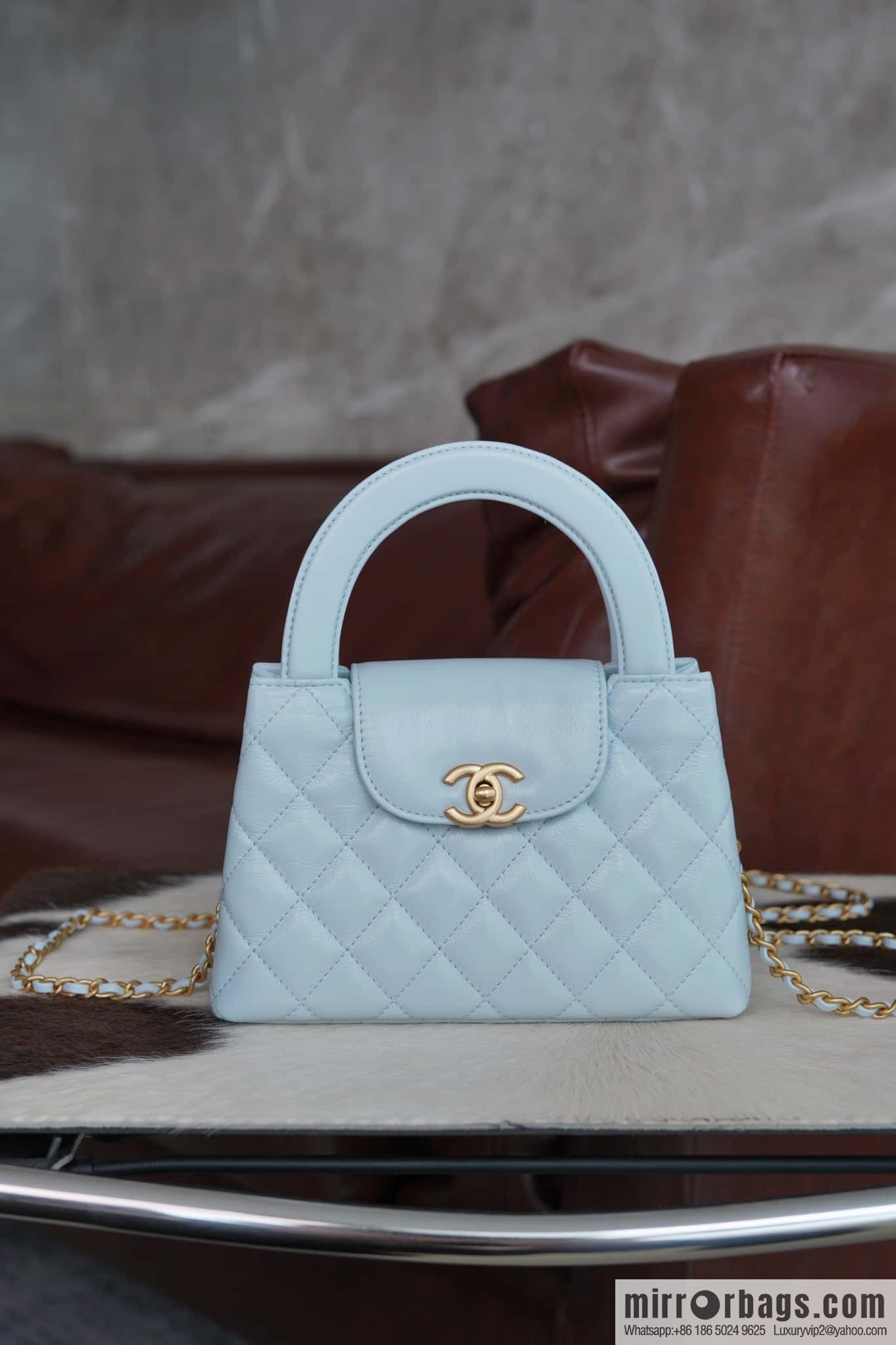 CHANEL 24S New Color Kelly Handle Bag, Large, Glacier Blue AS4416