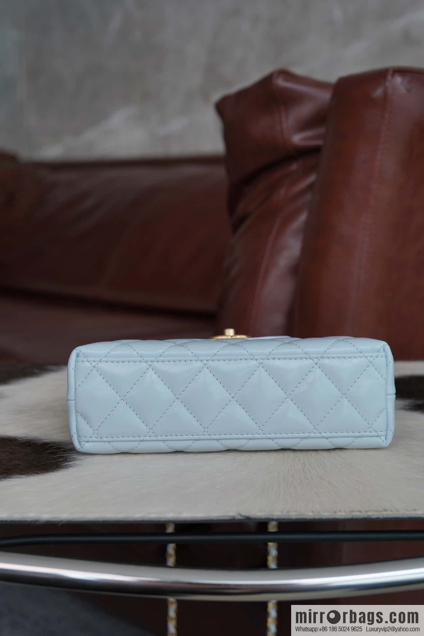 CHANEL 24S New Color Kelly Handle Bag, Large, Glacier Blue AS4416