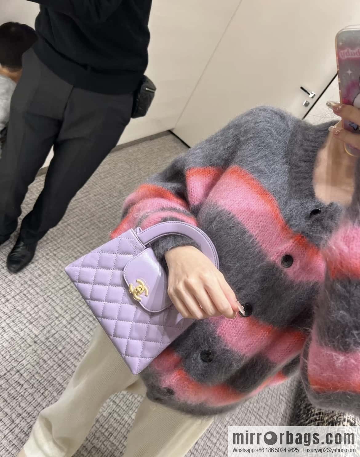 CHANEL 24S New Color Kelly Handle Bag, Large, Taro Purple AS4416