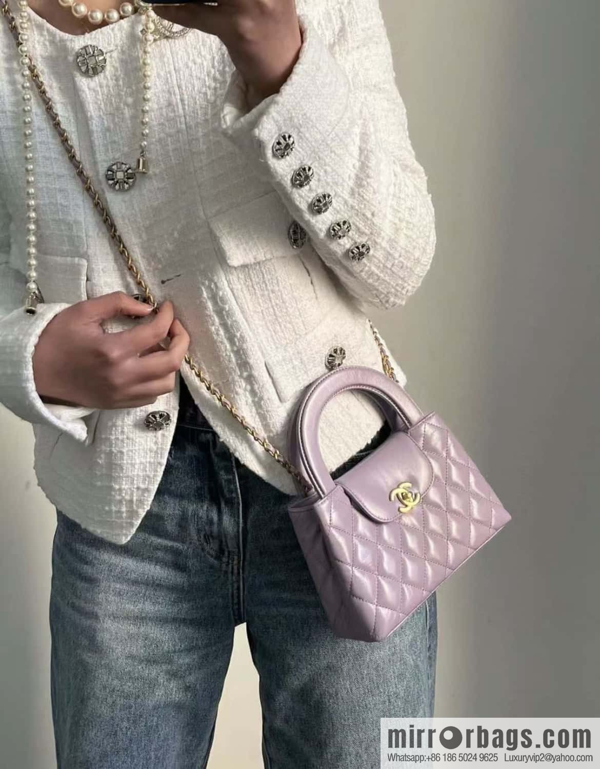 CHANEL 24S New Color Kelly Handle Bag, Large, Taro Purple AS4416