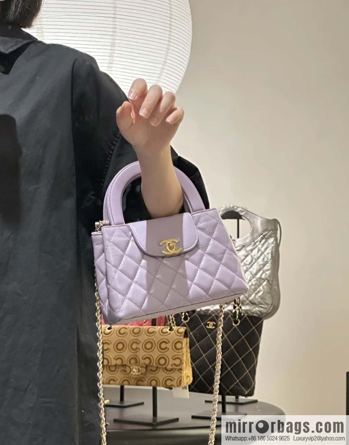 CHANEL 24S New Color Kelly Handle Bag, Large, Taro Purple AS4416