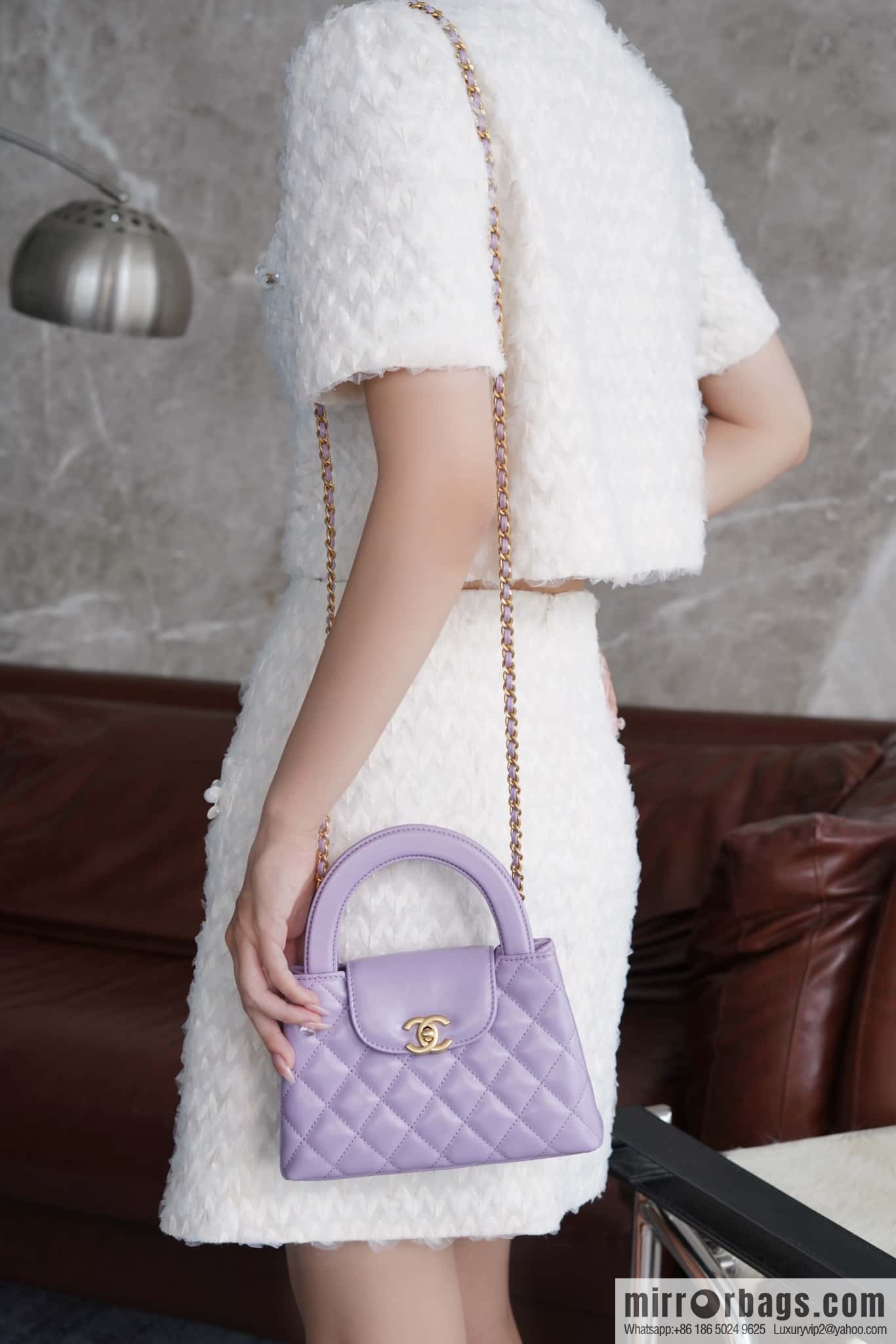 CHANEL 24S New Color Kelly Handle Bag, Large, Taro Purple AS4416