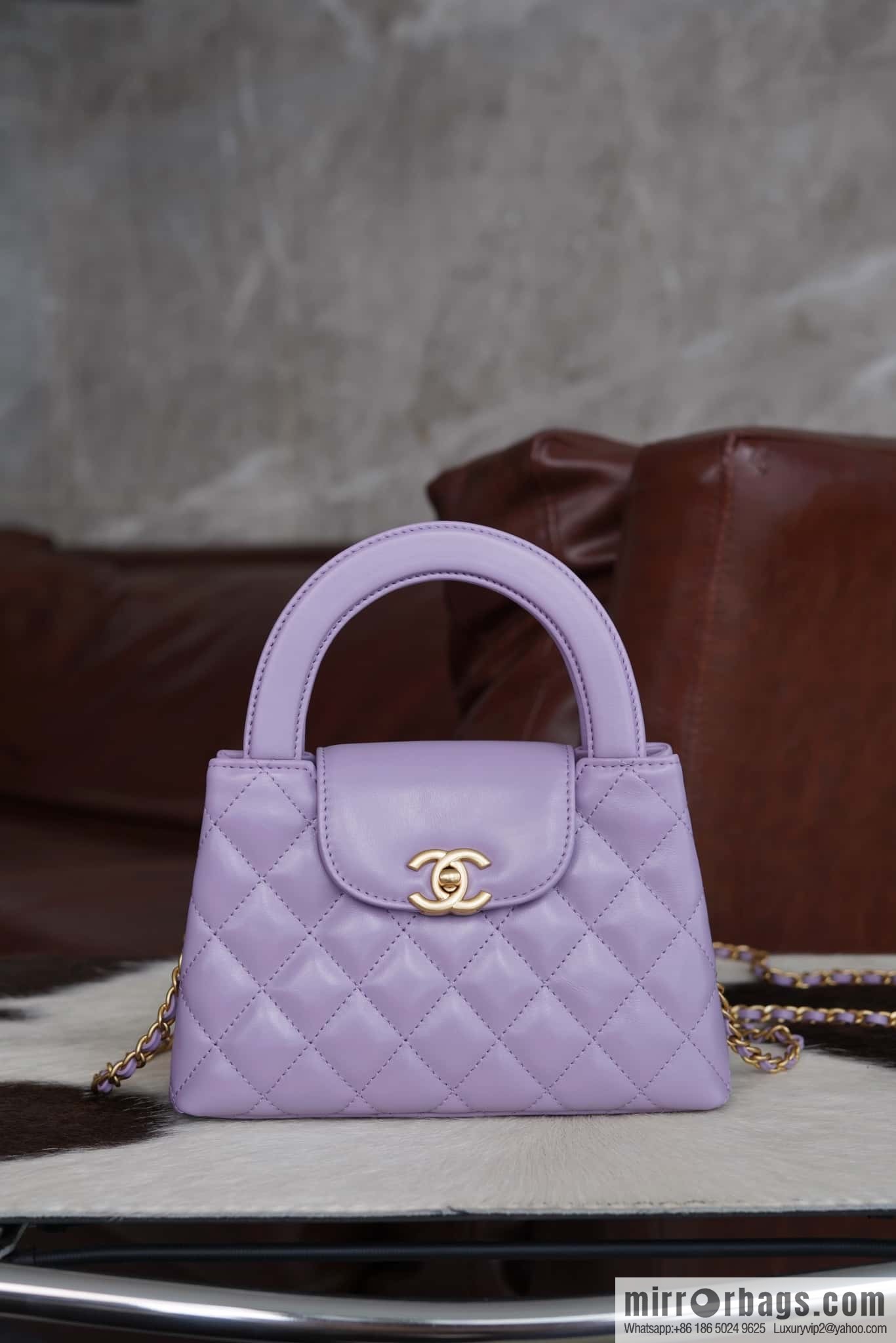 CHANEL 24S New Color Kelly Handle Bag, Large, Taro Purple AS4416