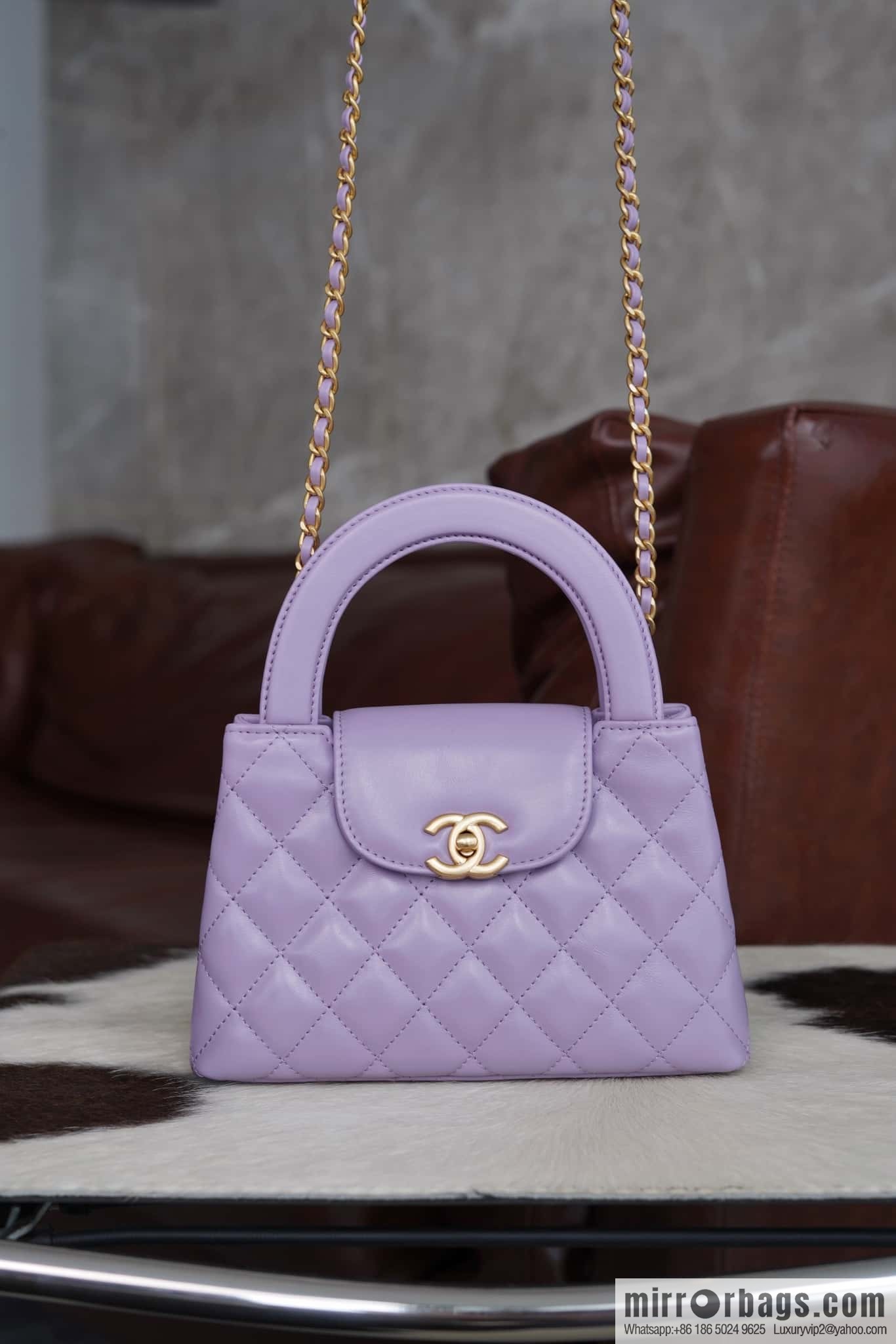 CHANEL 24S New Color Kelly Handle Bag, Large, Taro Purple AS4416