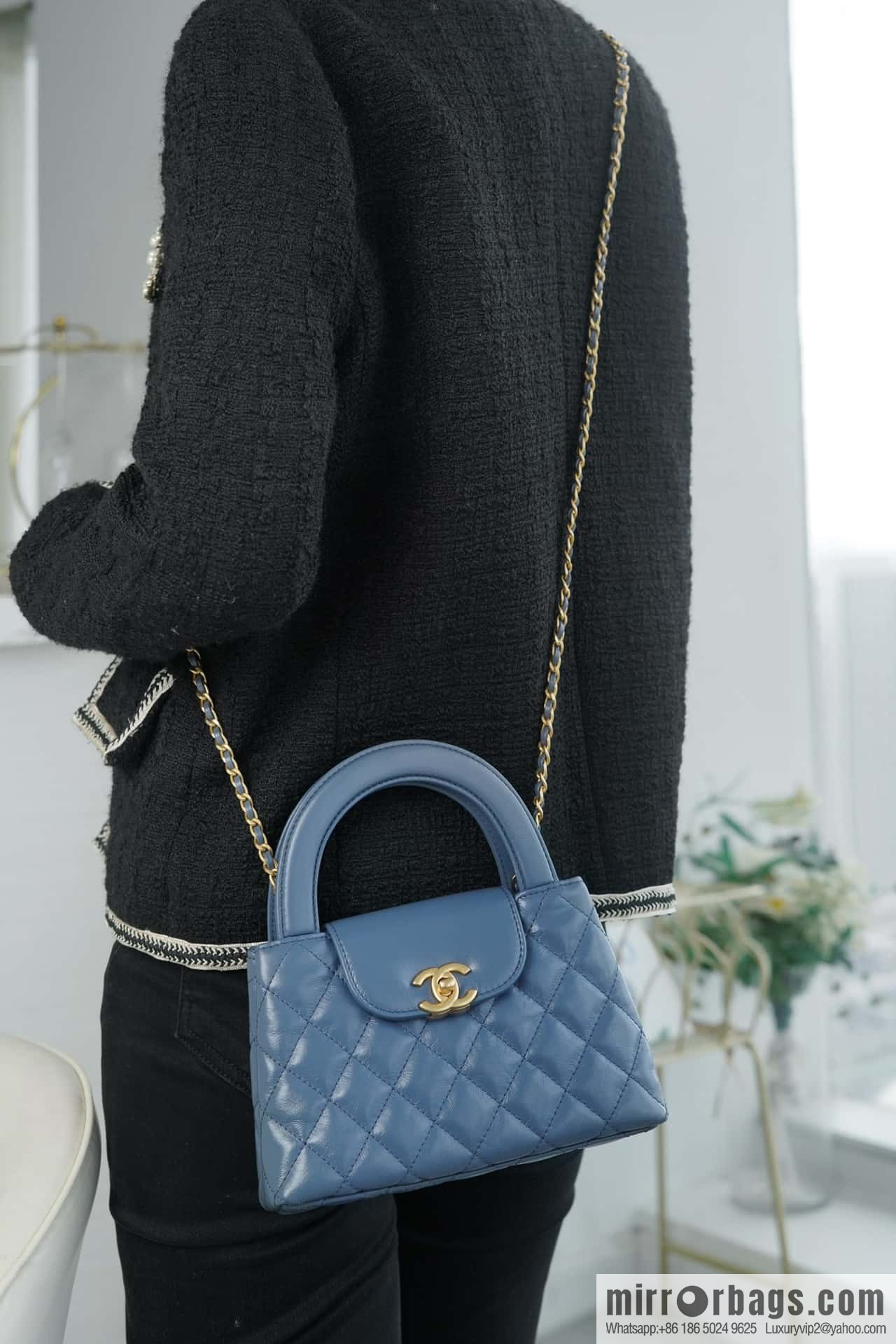CHANEL 24S New Color Kelly Handle Bag, Large, Light Blue AS4416