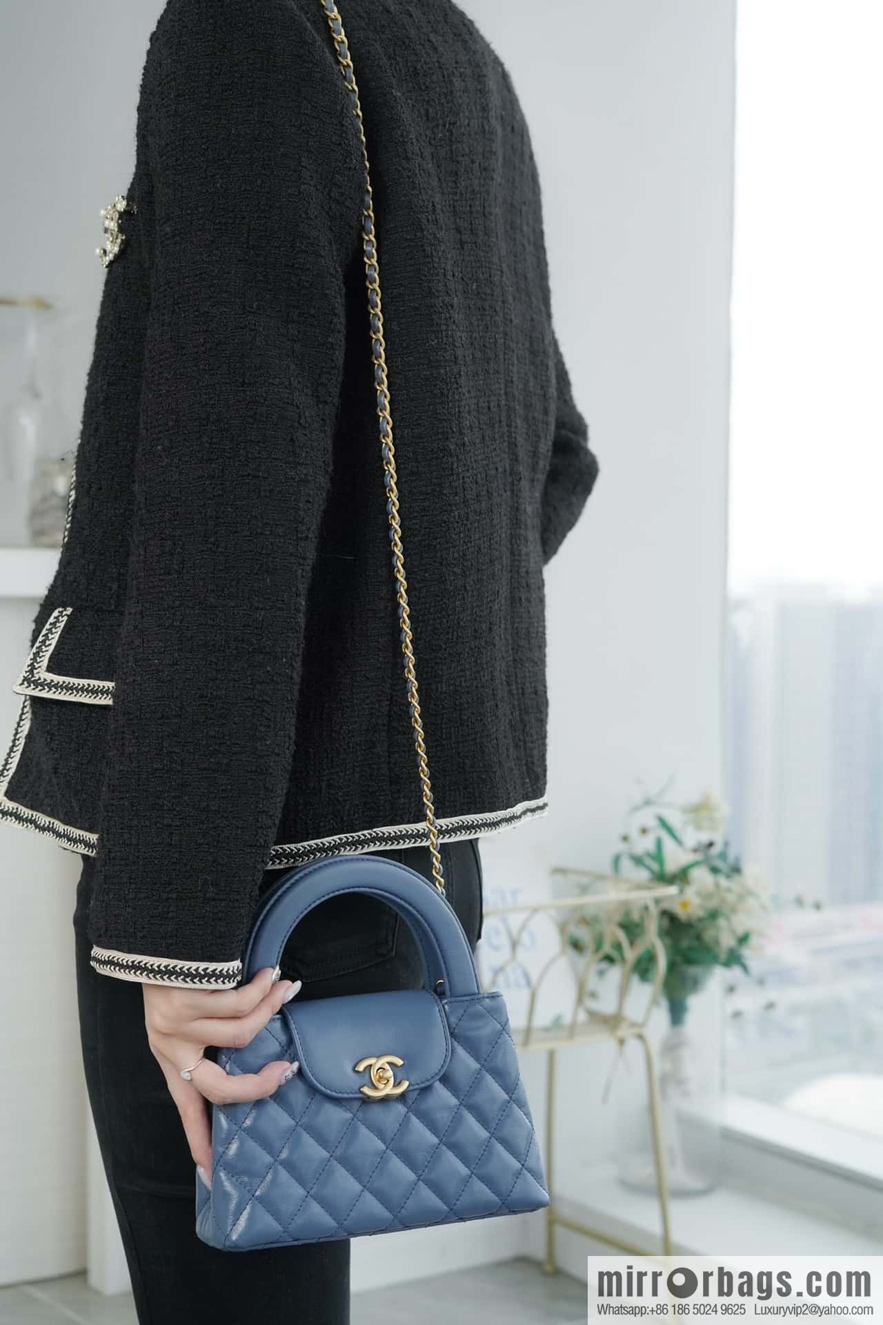 CHANEL 24S New Color Kelly Handle Bag, Large, Light Blue AS4416