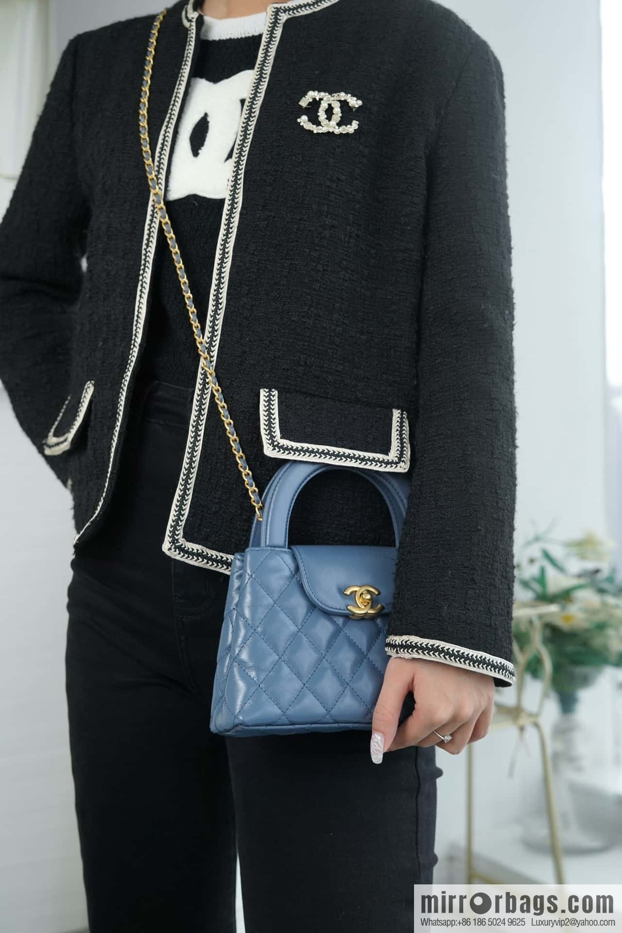 CHANEL 24S New Color Kelly Handle Bag, Large, Light Blue AS4416