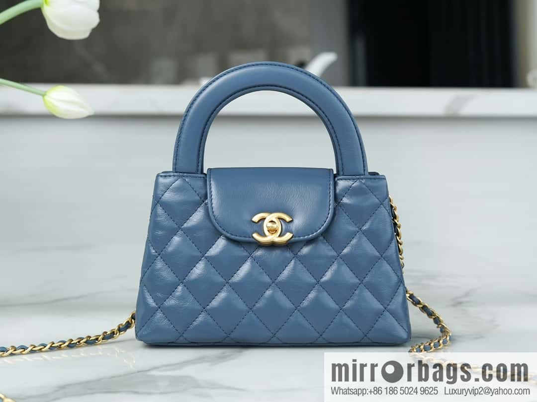 CHANEL 24S New Color Kelly Handle Bag, Large, Light Blue AS4416