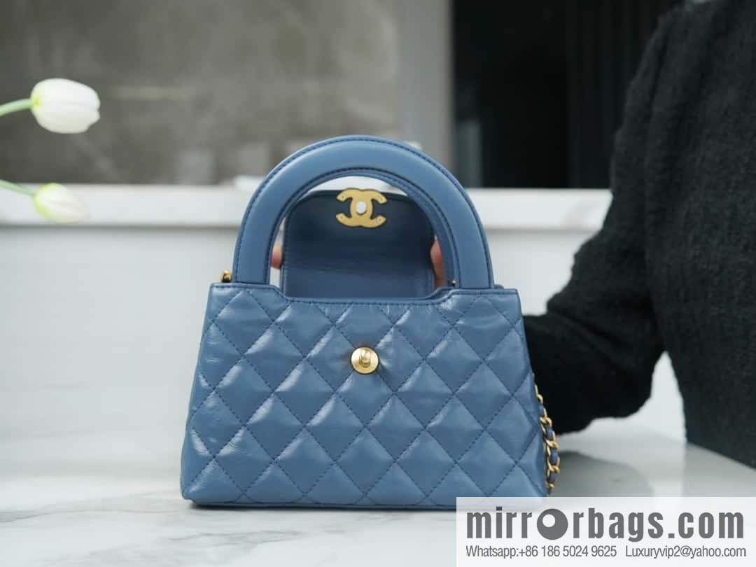 CHANEL 24S New Color Kelly Handle Bag, Large, Light Blue AS4416
