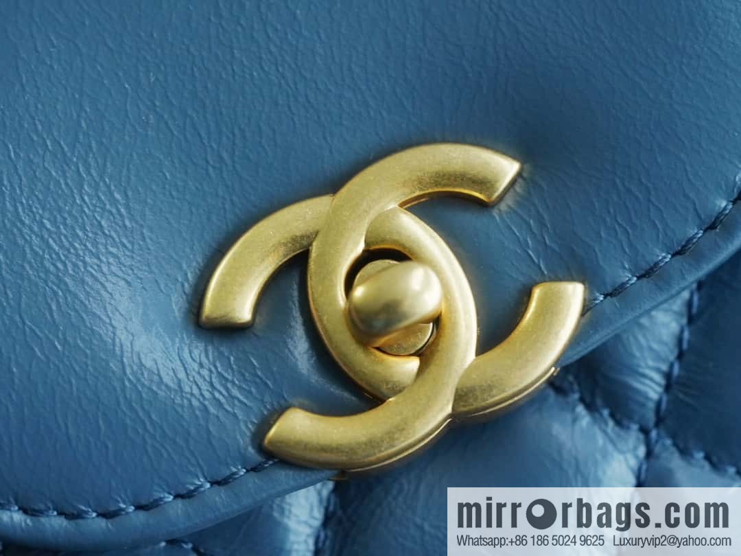 CHANEL 24S New Color Kelly Handle Bag, Large, Light Blue AS4416