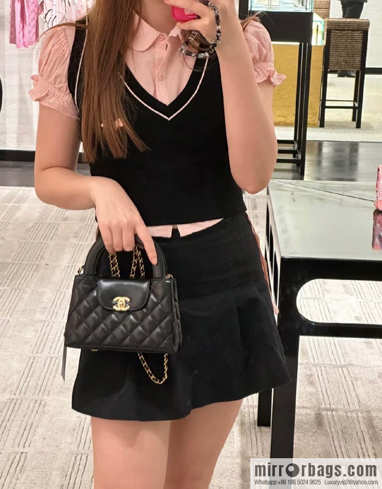 CHANEL 24S New Color Kelly Handle Bag, Large, Black AS4416