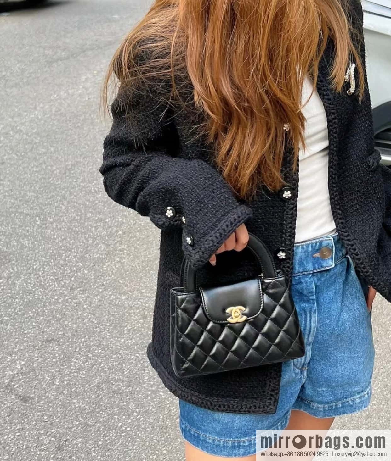 CHANEL 24S New Color Kelly Handle Bag, Large, Black AS4416