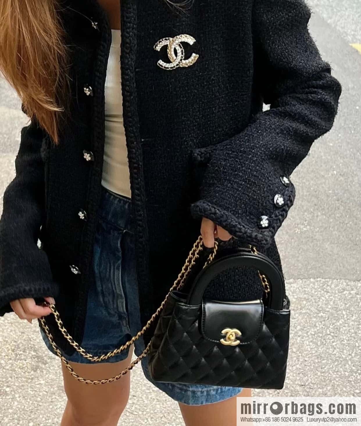 CHANEL 24S New Color Kelly Handle Bag, Large, Black AS4416