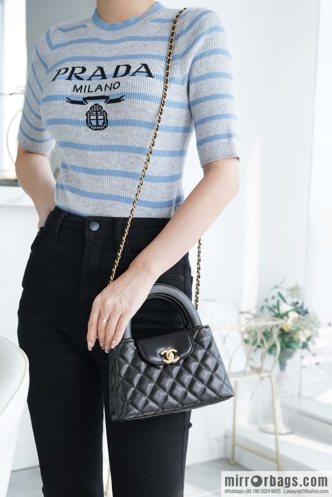 CHANEL 24S New Color Kelly Handle Bag, Large, Black AS4416