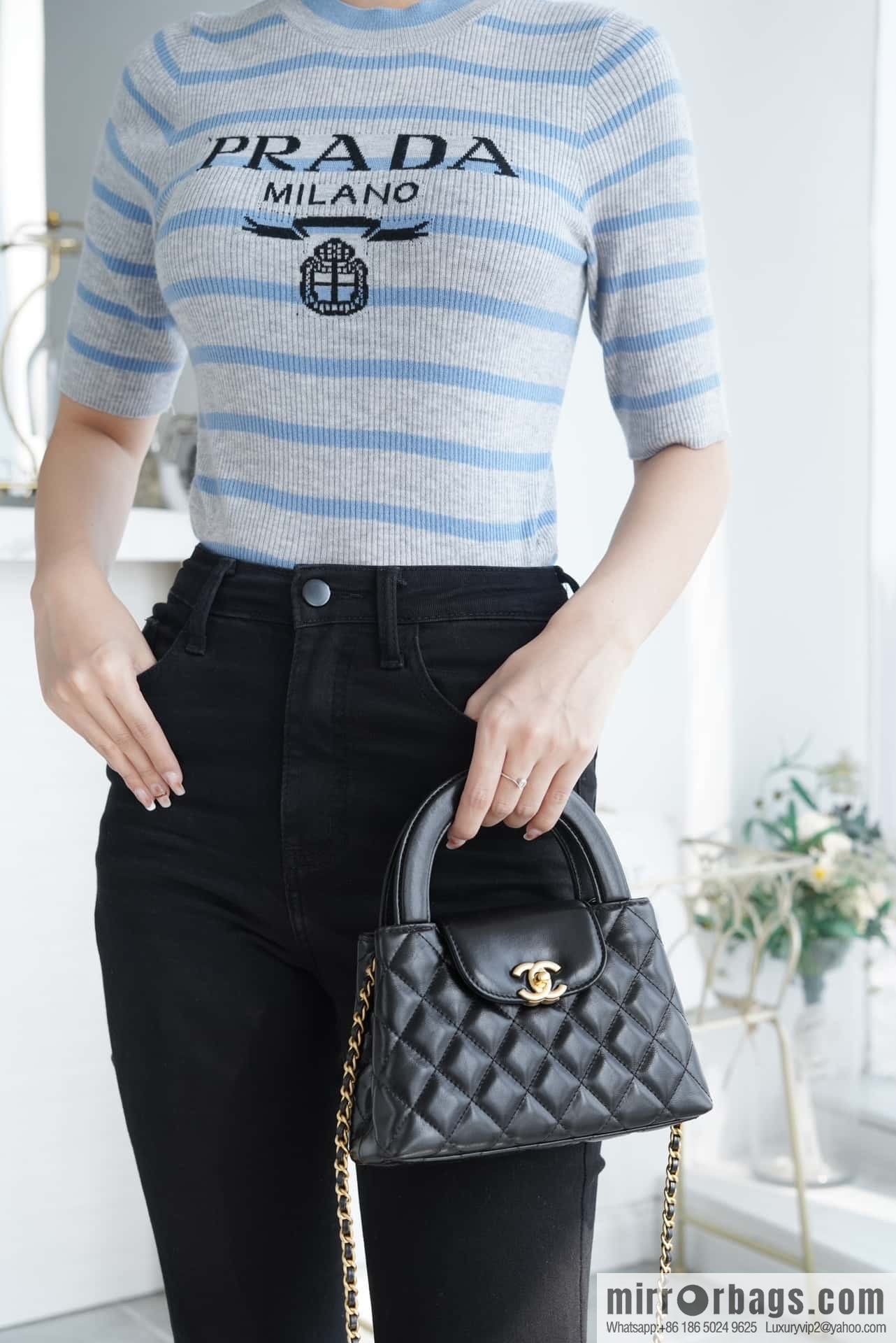 CHANEL 24S New Color Kelly Handle Bag, Large, Black AS4416