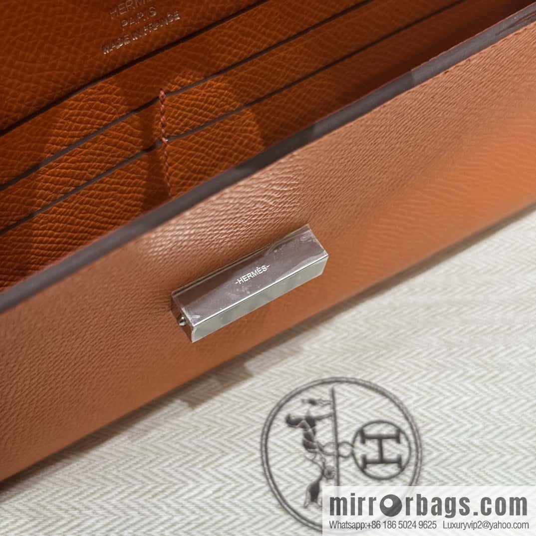 Chaine d'Ancre To Go Wallet, Pig Nose Togo Orange Silver Buckle
