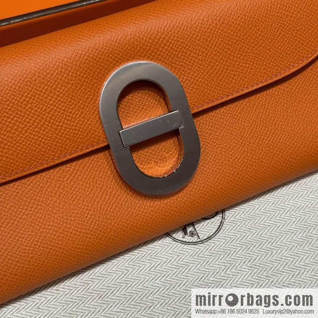 Chaine d'Ancre To Go Wallet, Pig Nose Togo Orange Silver Buckle
