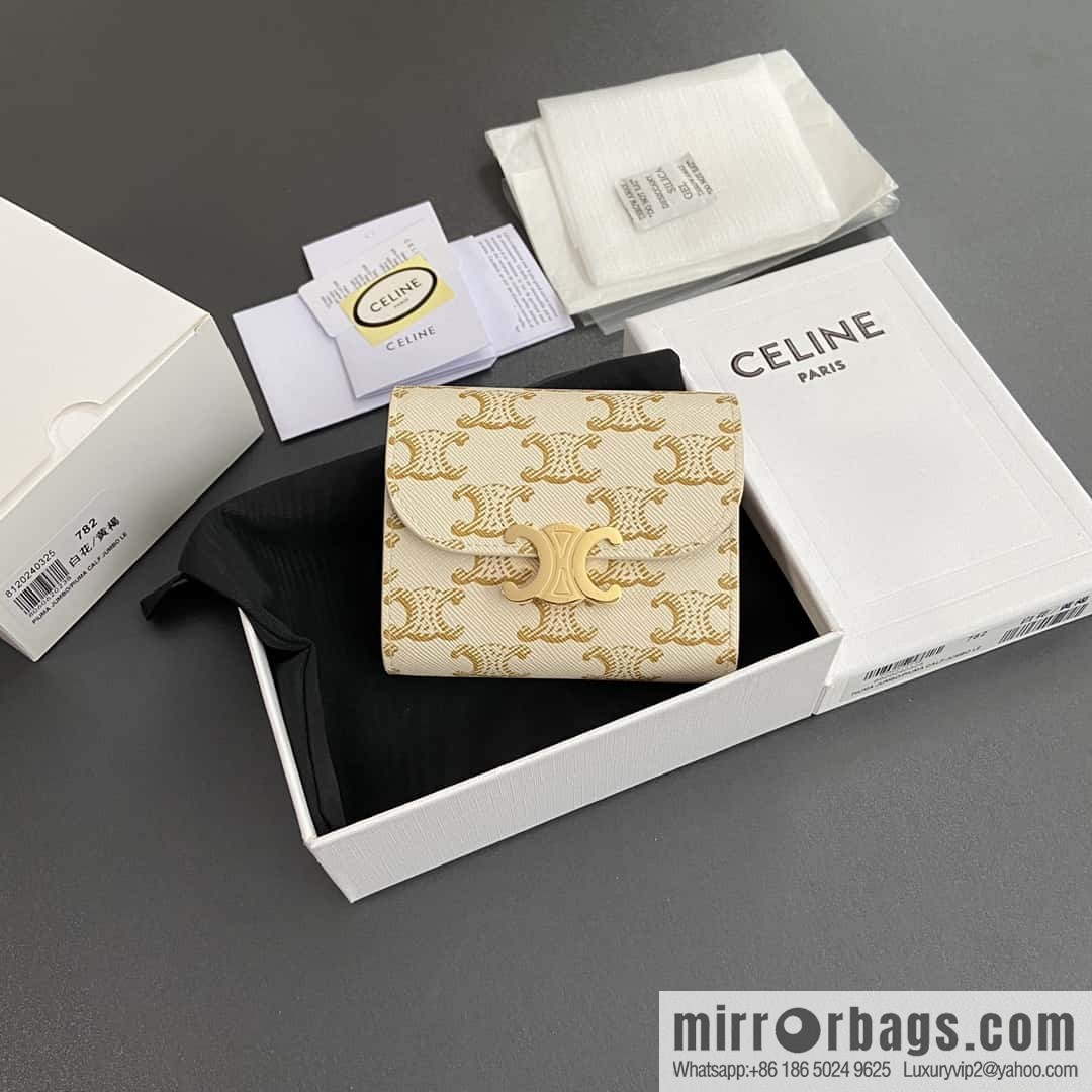 CELINE TRIOMPHE logo printed short wallet 10D782CQH.04LU783