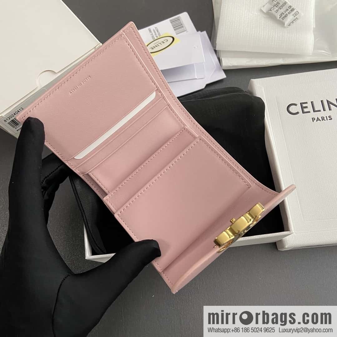 CELINE TRIOMPHE shiny cow leather wallet 10D782CQH.04LU783 pollen full leather
