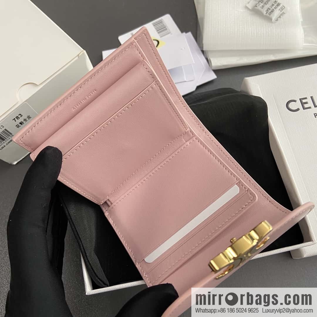 CELINE TRIOMPHE shiny cow leather wallet 10D782CQH.04LU783 pollen full leather