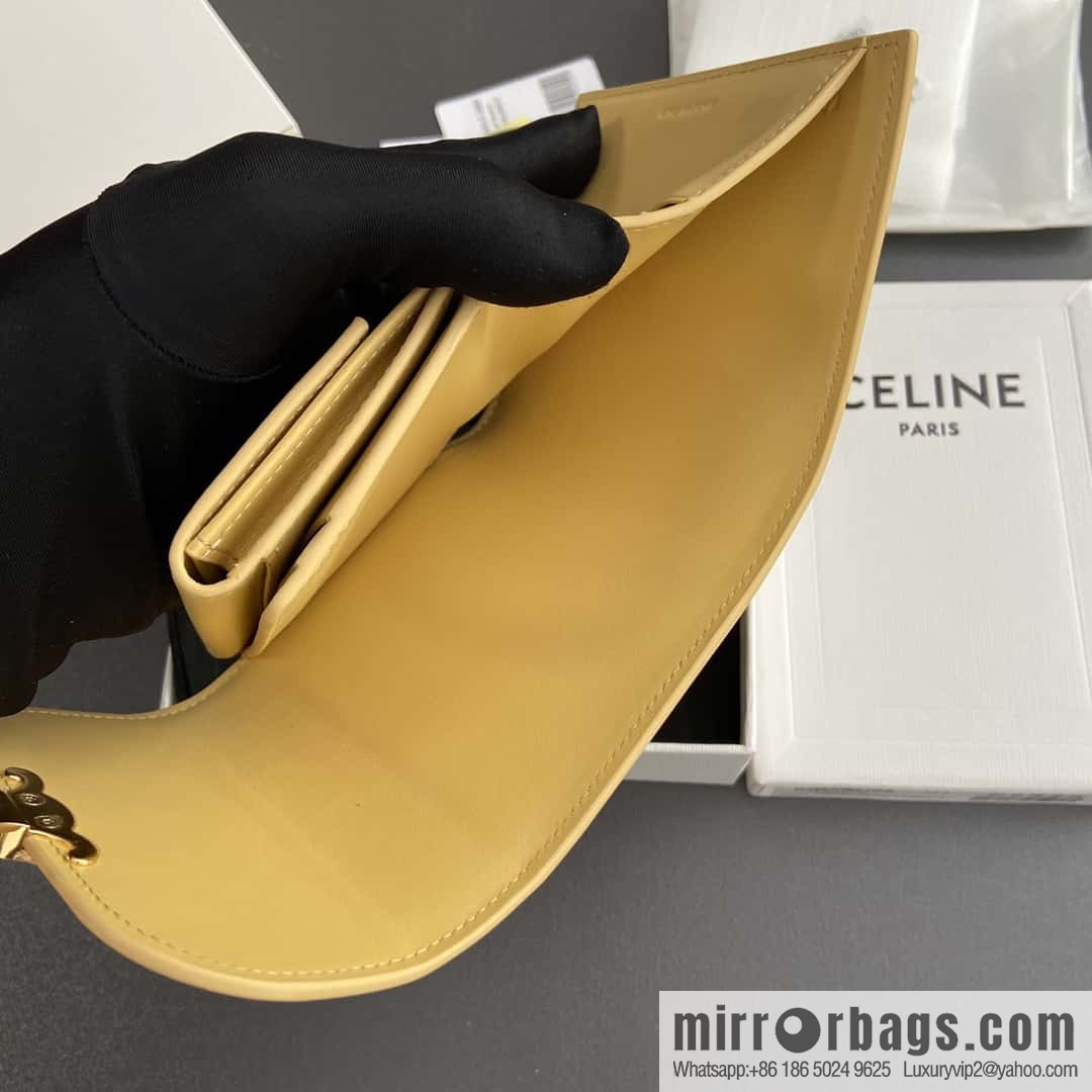 CELINE TRIOMPHE shiny cow leather wallet 10D782CQH.04LU783 sunshine yellow full leather
