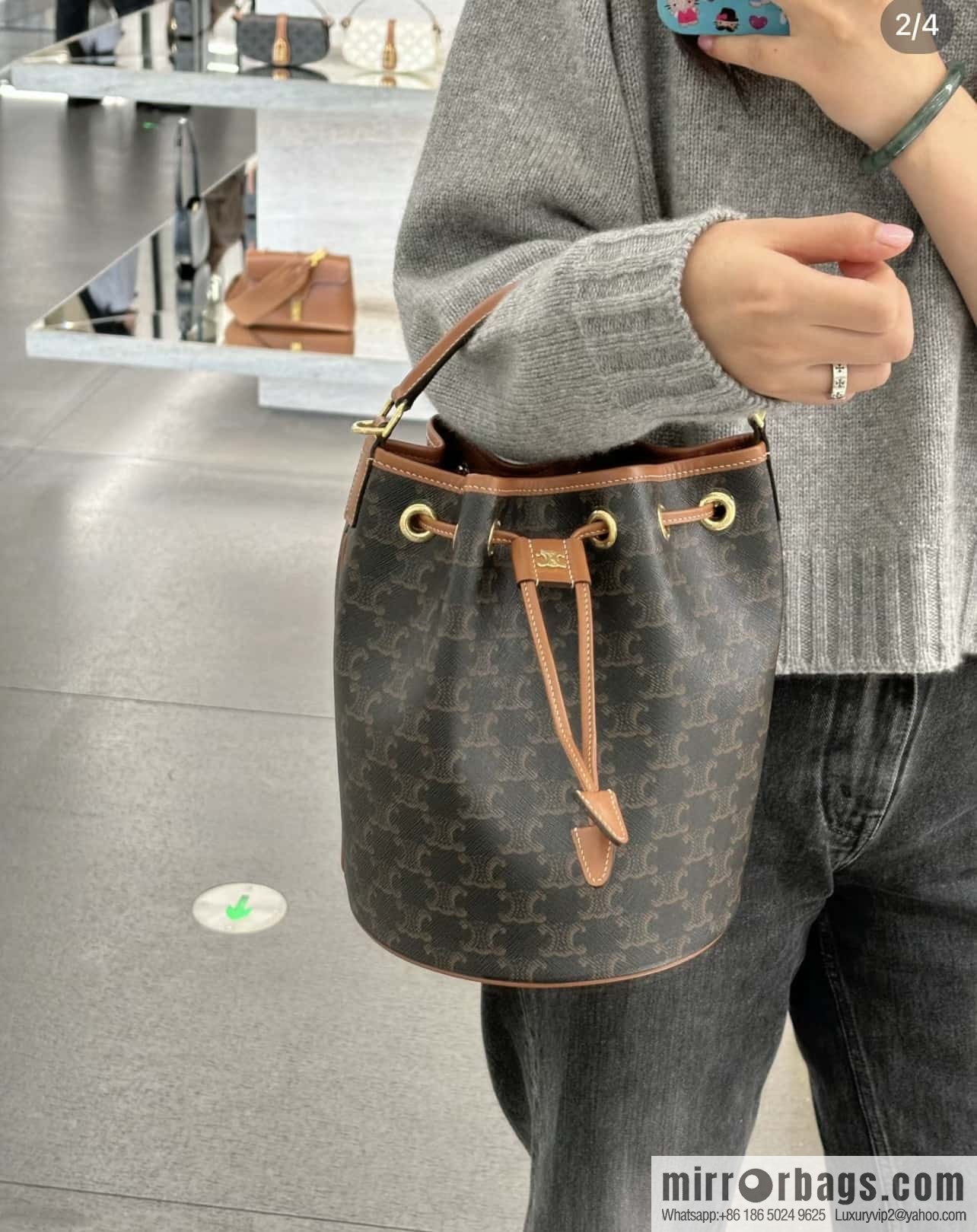 CELINE CLARA logo printed cow leather handbag 116882