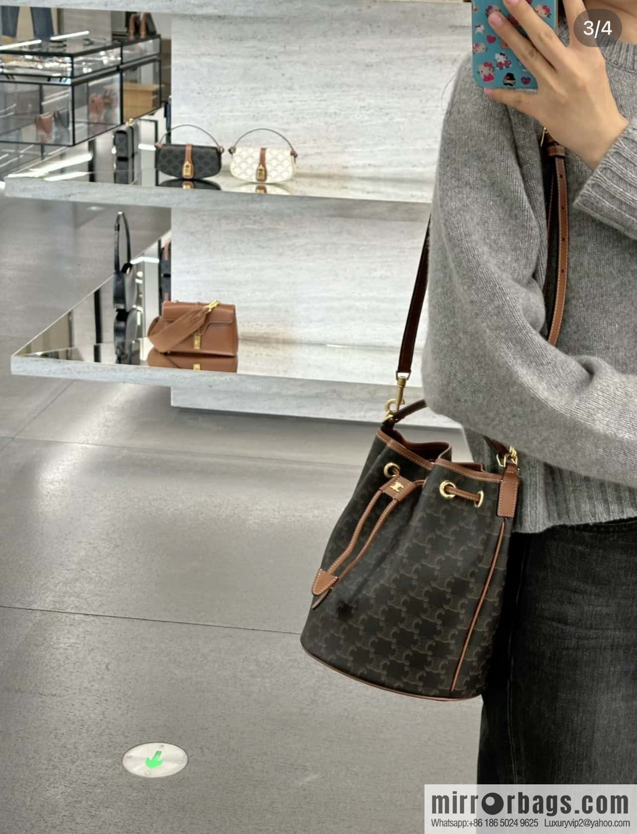 CELINE CLARA logo printed cow leather handbag 116882