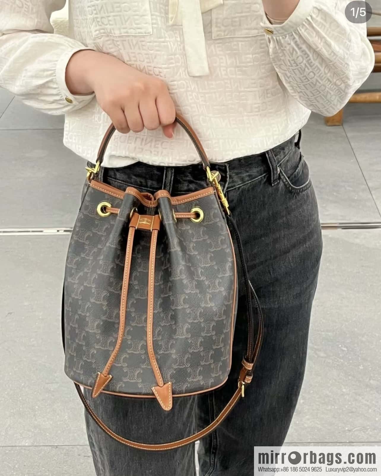 CELINE CLARA logo printed cow leather handbag 116882