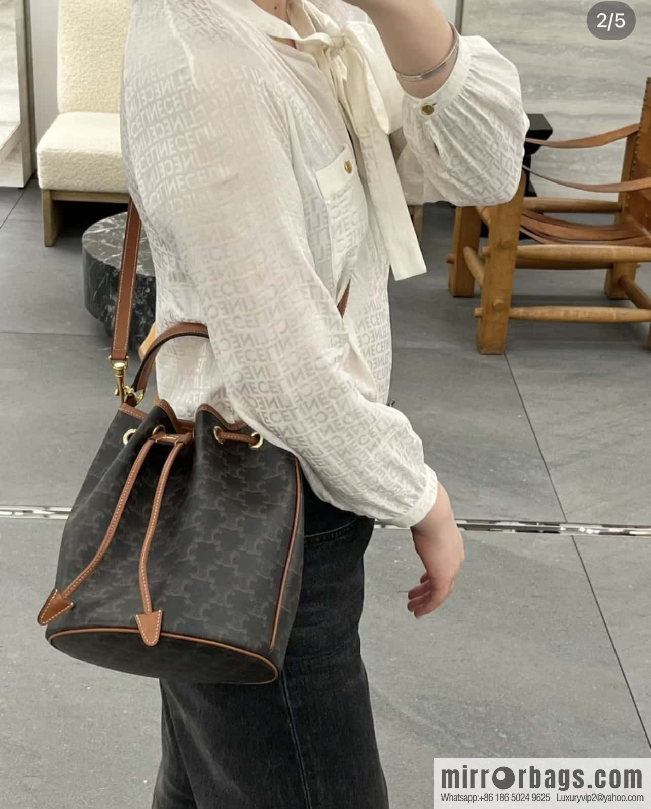CELINE CLARA logo printed cow leather handbag 116882