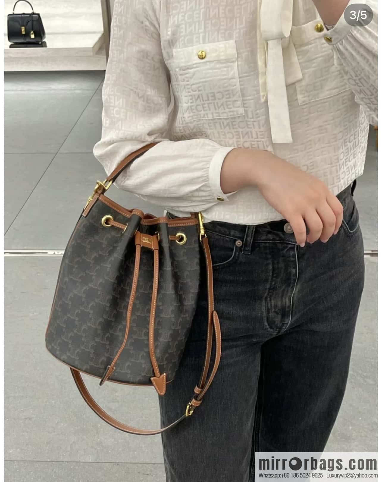CELINE CLARA logo printed cow leather handbag 116882