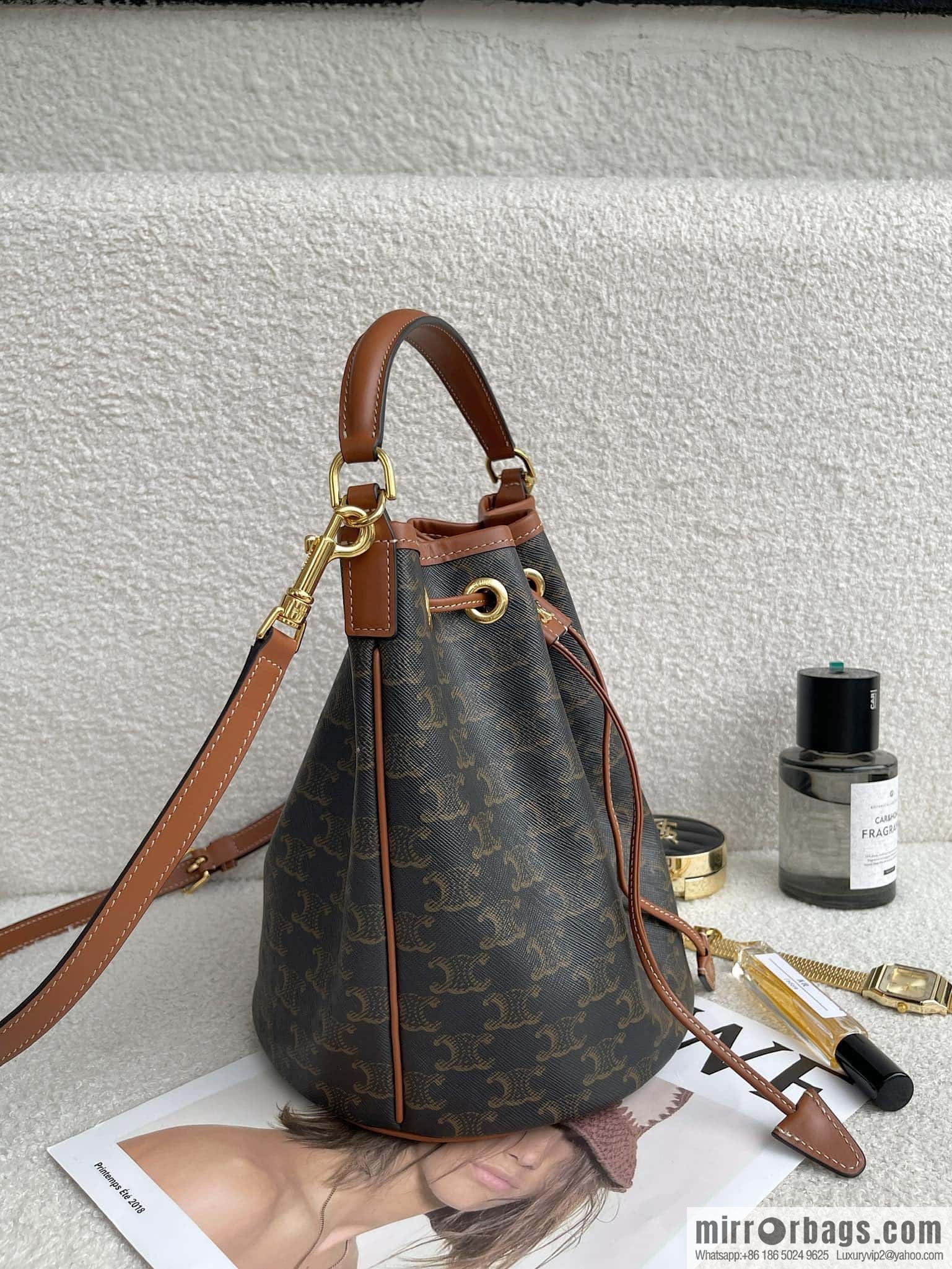 CELINE CLARA logo printed cow leather handbag 116882